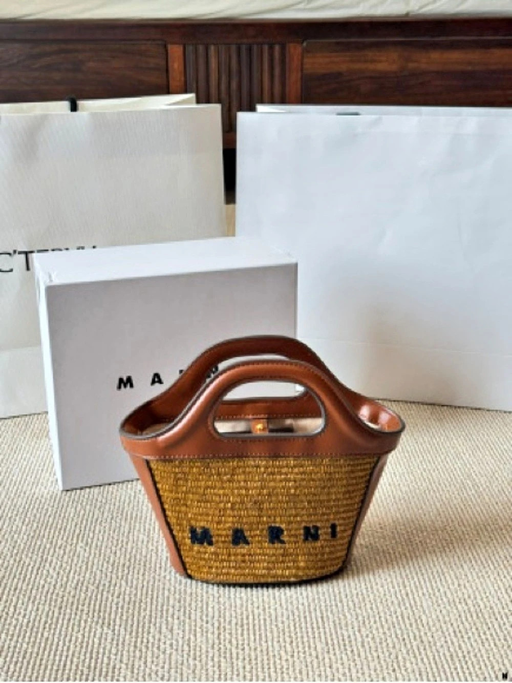Marni Tropicalia Micro Bag in Brown & Tan